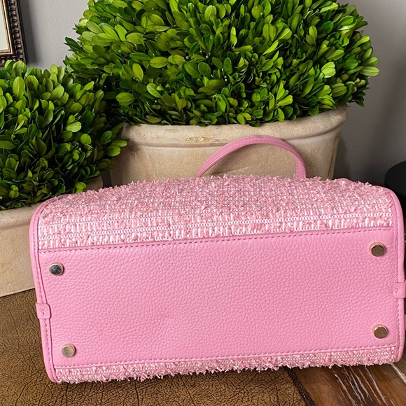 Kate Spade Pink Rowe Summer Tweed Medium Top Zip Satchel - Picture 12 of 17